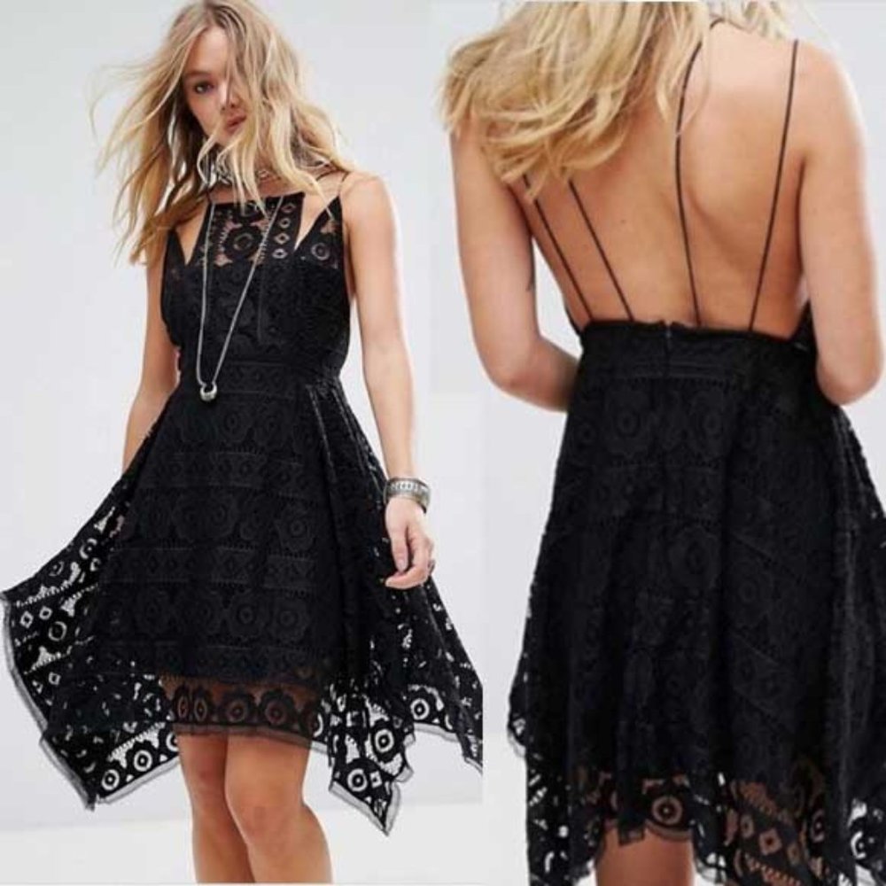 Free People Just Like Honey Lace Dress in Black 6